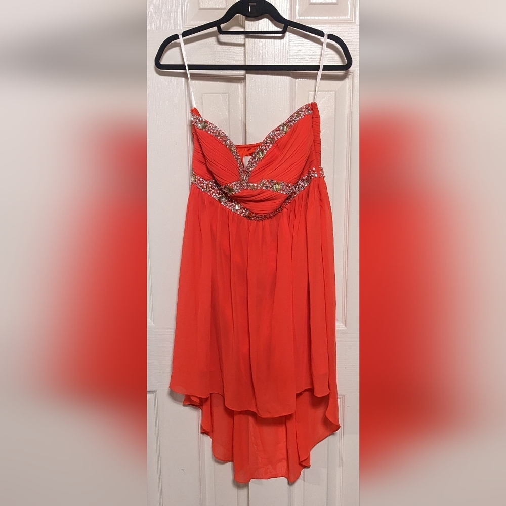5/$25. GB Short Orange Dress with Rhinestones